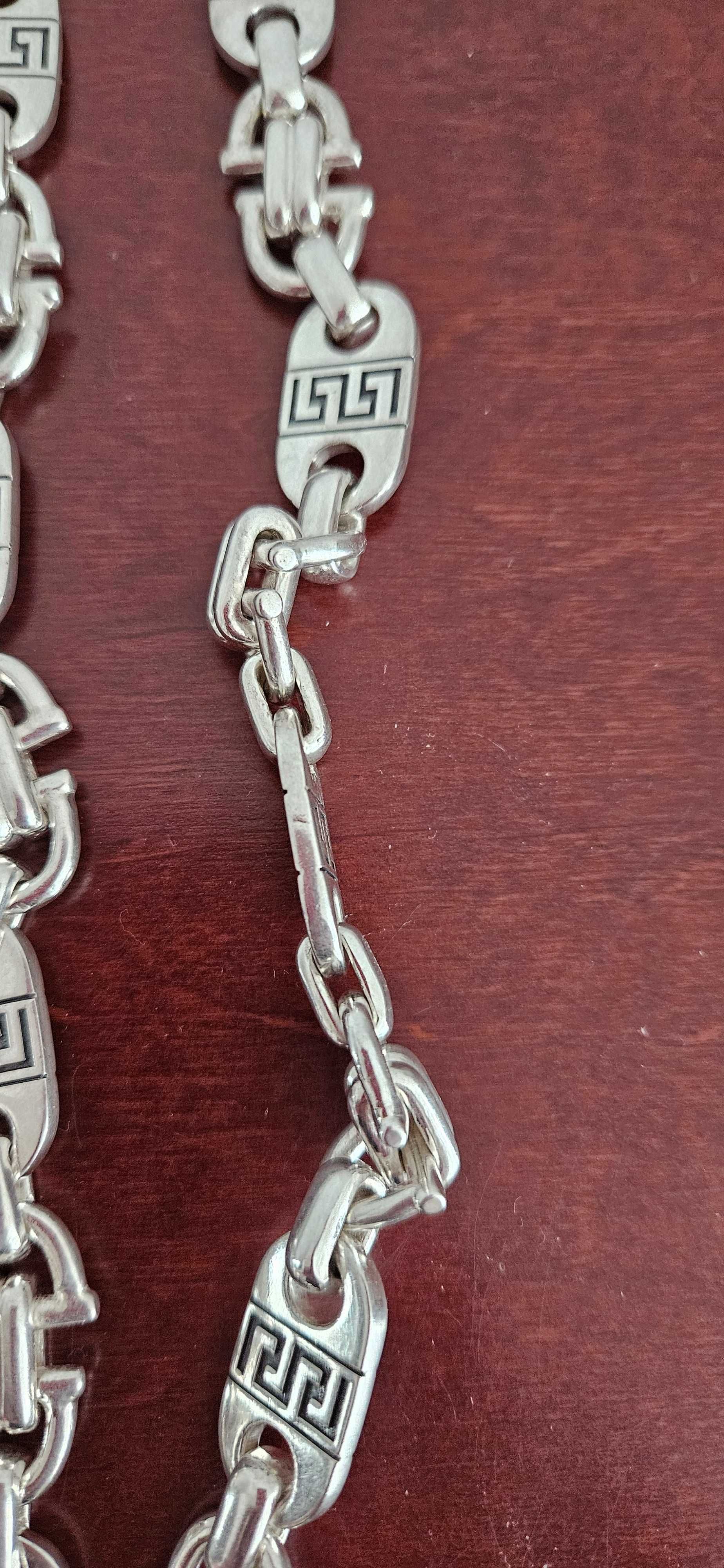 Srebrny łańcuch Versace 240 g i bransoletka 80 g