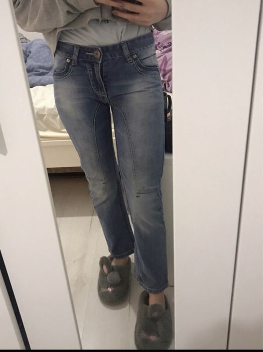 Spodnie z przeszyciami, kieszeniami, niski stan xxs/xs