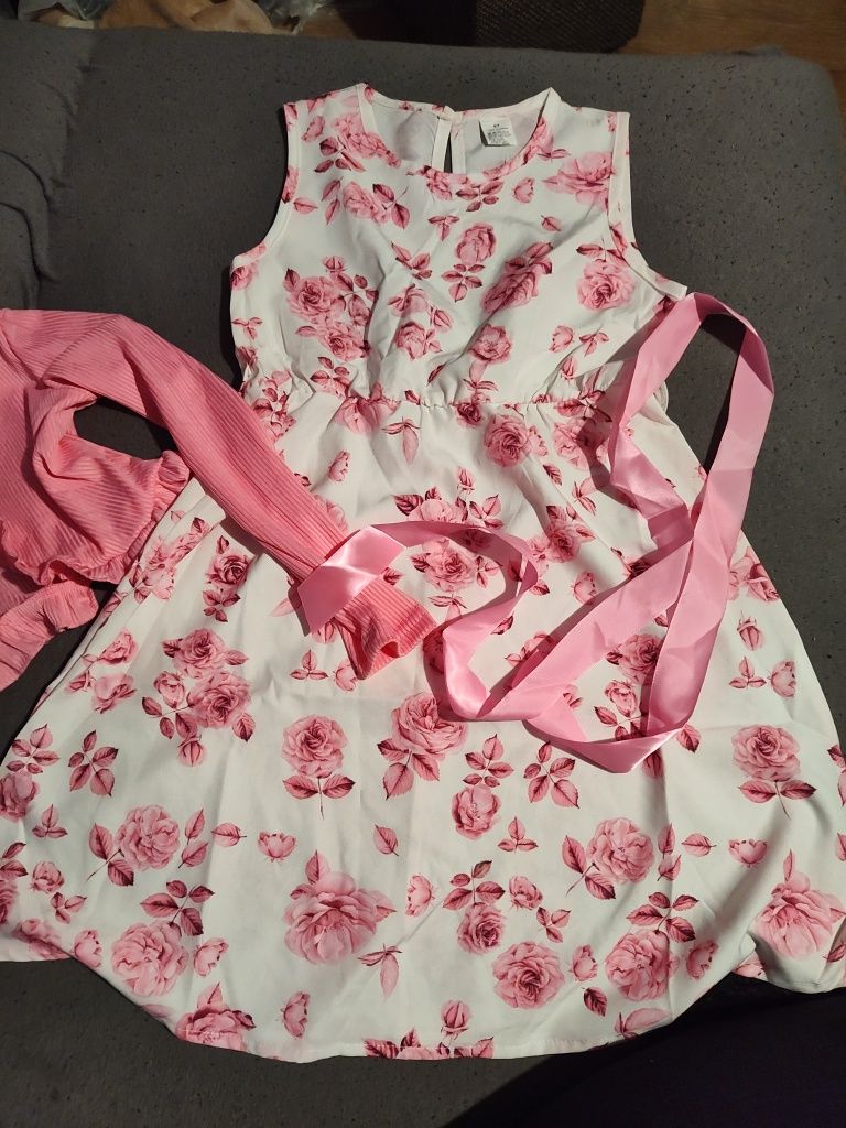 Sukienka sweterek elegancka dla dziewczynki 122/128