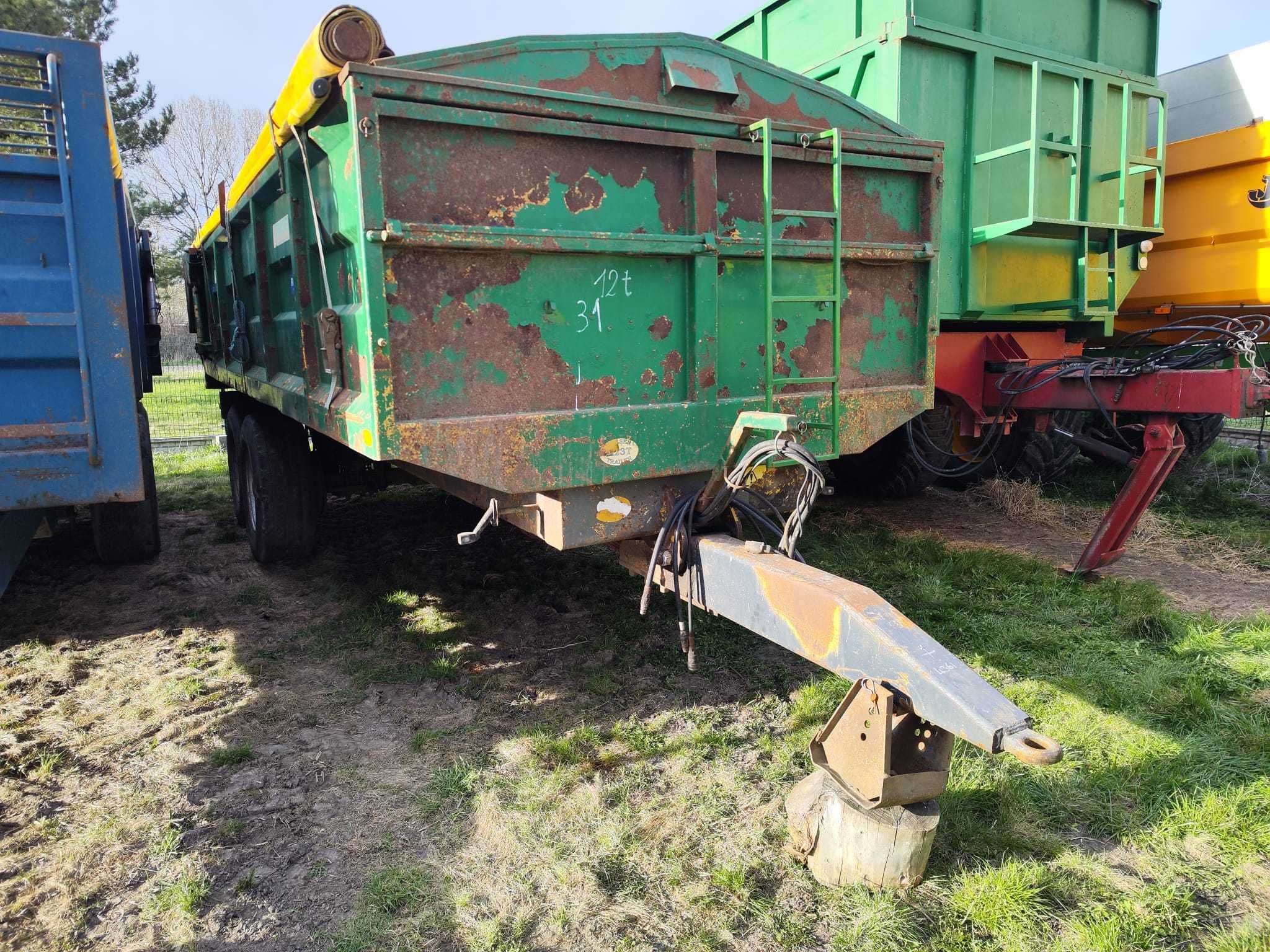 Przyczepa rolnicza tandem 10 12ton klapa hydraulicza plandeka, 8 14