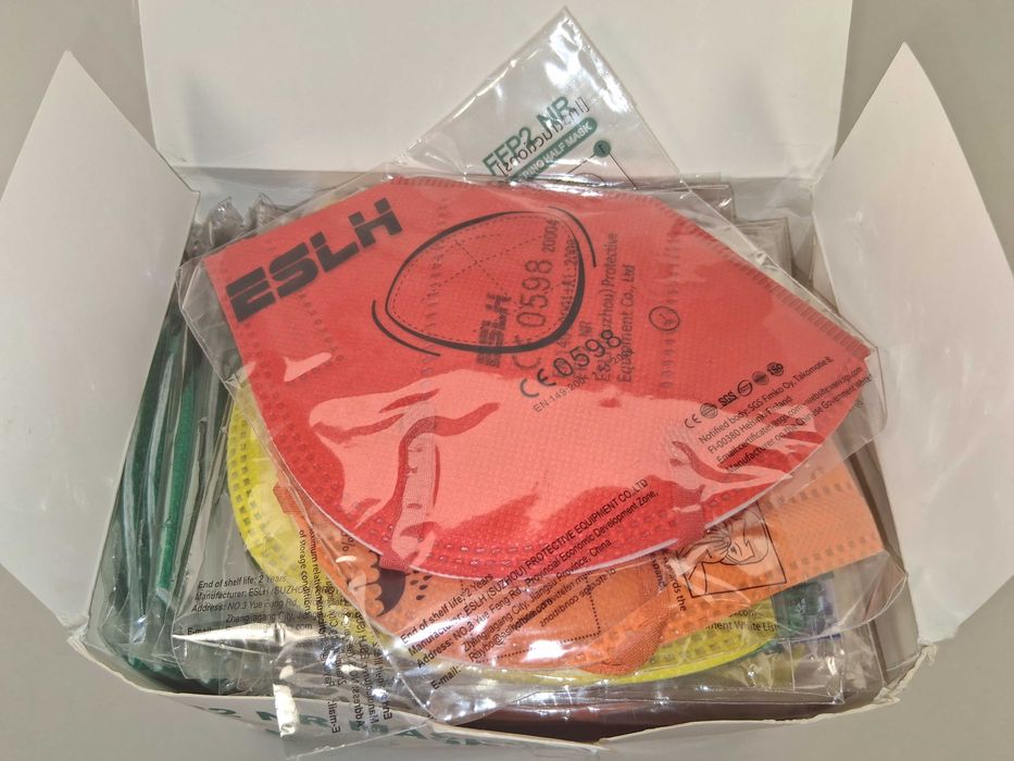 N175 Zestaw 40 Sztuk Maseczki Ochronne FFP2 NR Kolorowe CE 0598
