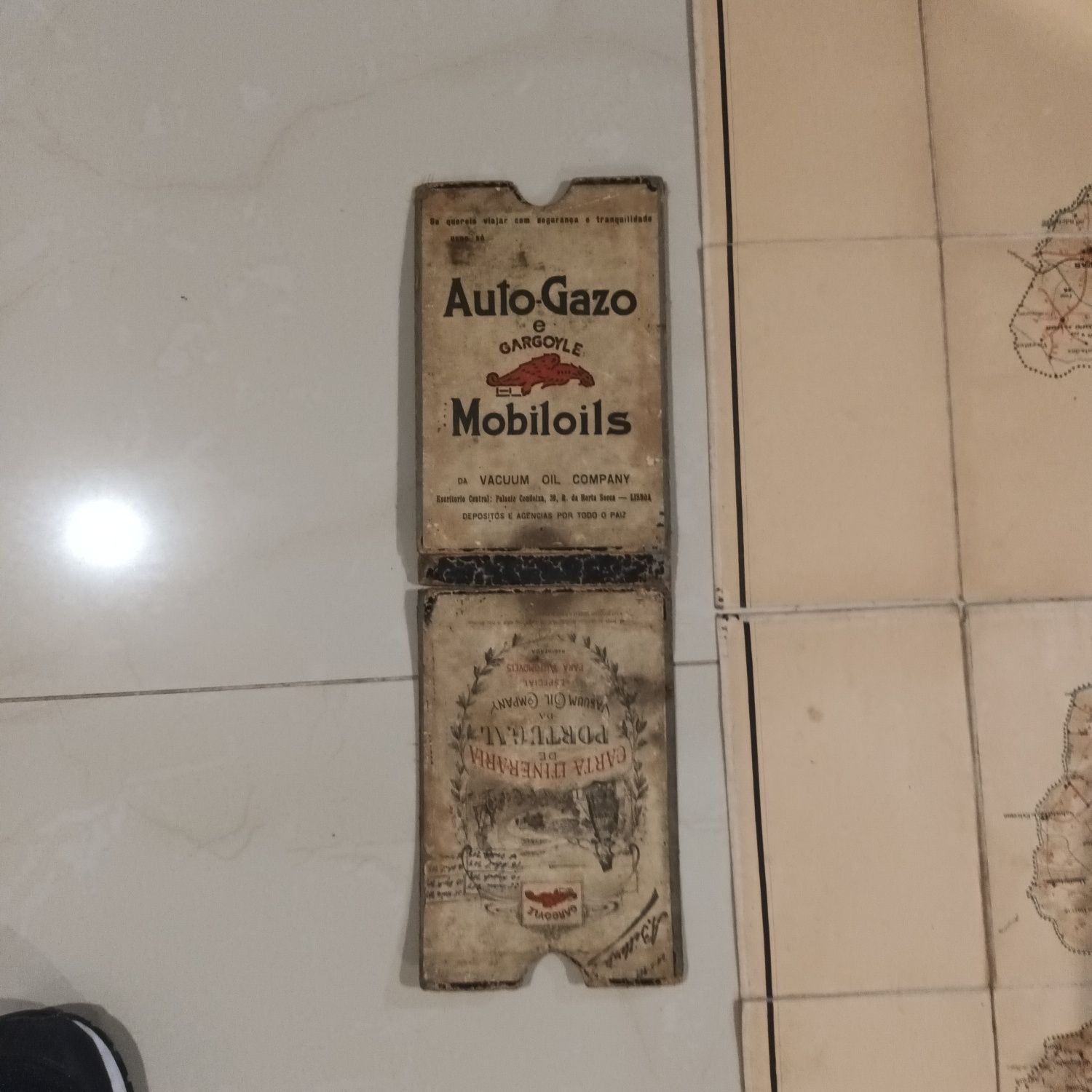 Carta itinerária Portugal ano 1917 mobiloil gargoyle