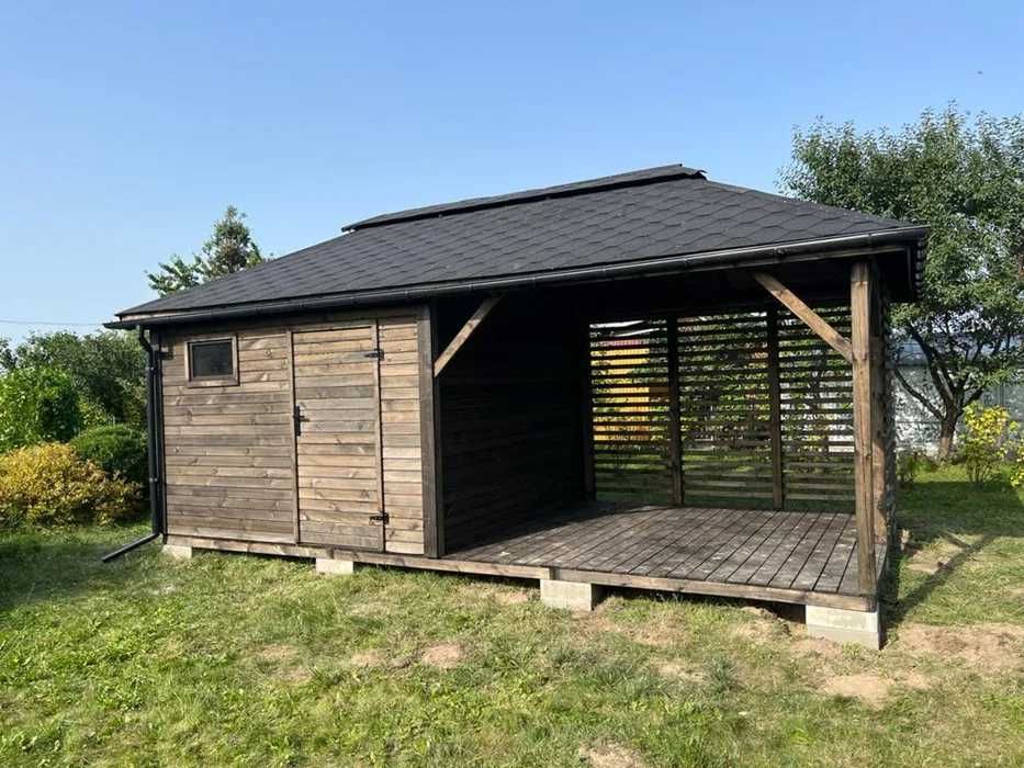 Domek narzędziowy ogrodowy drewniany z altaną "Vegas" 6x3