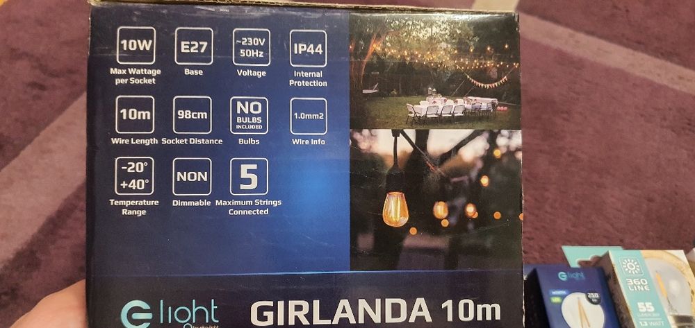 Girlanda 10 m nowa plus Żarówki plus przedłużka