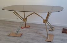 Mesa de Jantar Oval com 6 lugares e tampo em Vidro