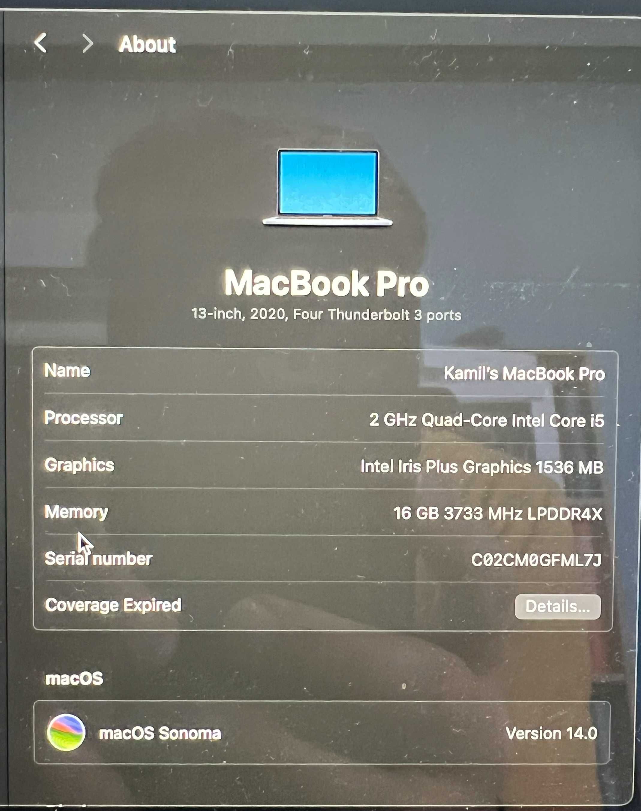 macbook 2020 13" i5 16GB 1TB