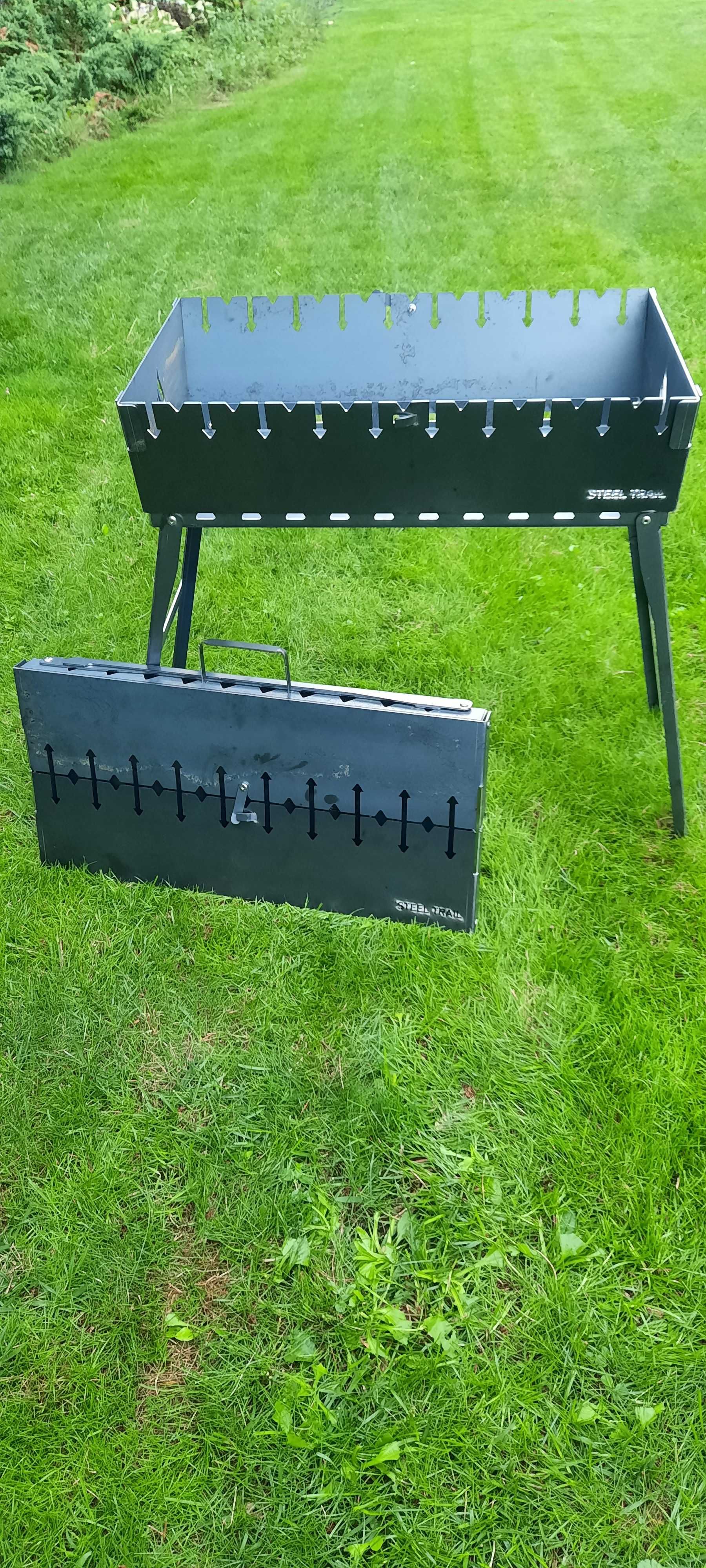 Grill Mangal składany - walizka - Mocny stal 2mm na 9/10 szampurów