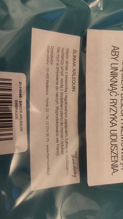 Miękki śliniak wodoodporny z kieszonką kolor szmaragdowy Thermobaby