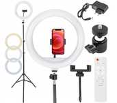 LAMPA PIERŚCIENIOWA led ring lampka selfie 3 barwy 30cm 80W statyw
