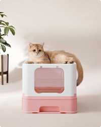 Toaleta różowa Feandrea dla kota kuweta zamknięta 54x42x38 cm kotów