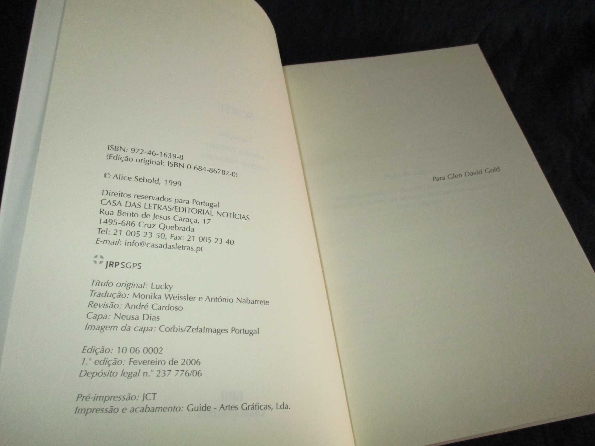 Livro Sorte Alice Sebold
