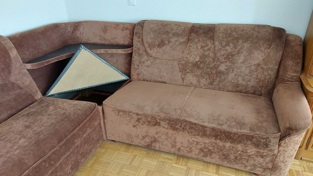 Duży narożnik z funkcją spania -  komplet 3 sof