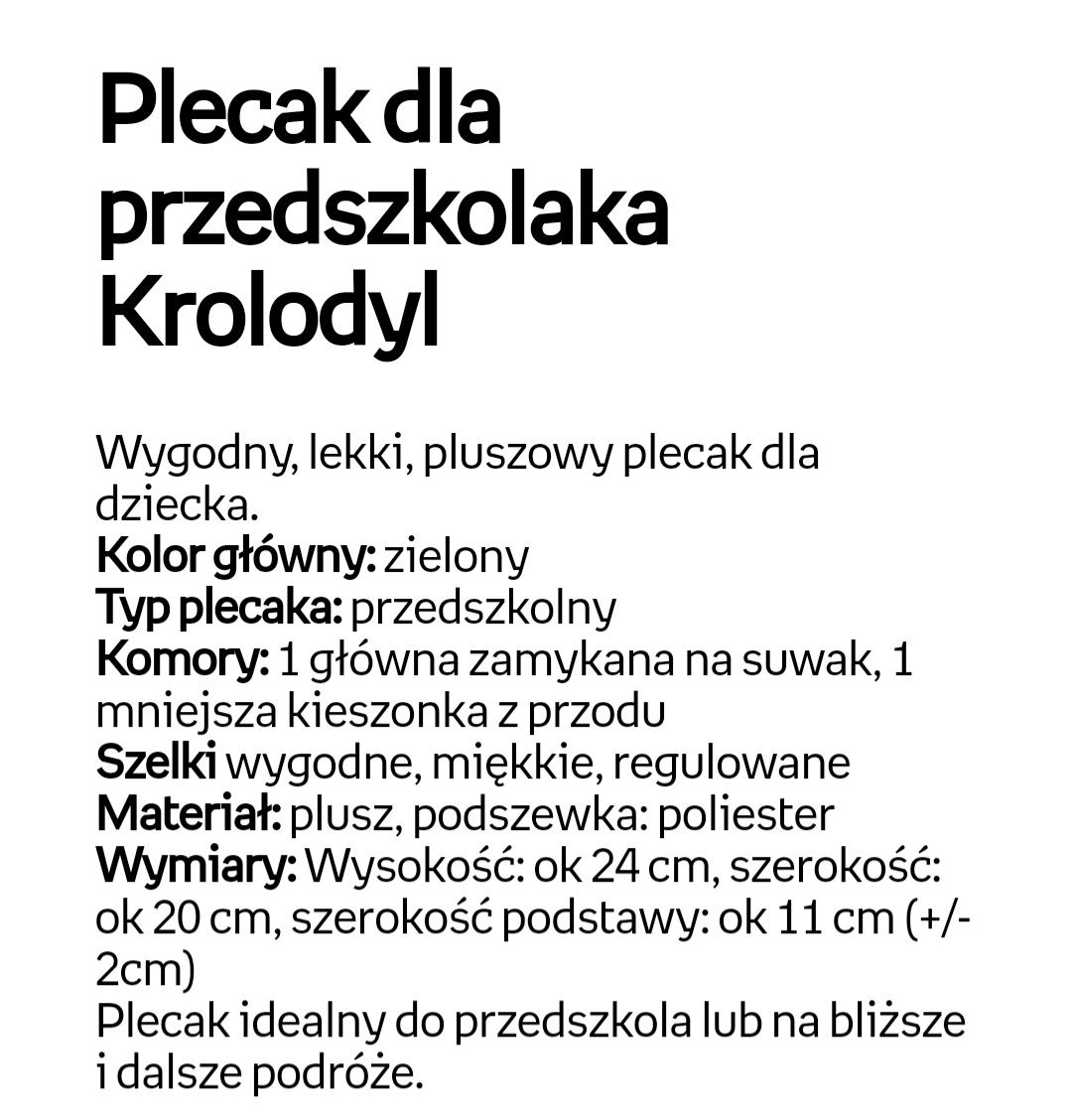 Plecak dla przedszkolaka krokodyl