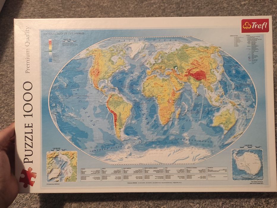 Puzzle 1000 Mapa fizyczna świata Trefl