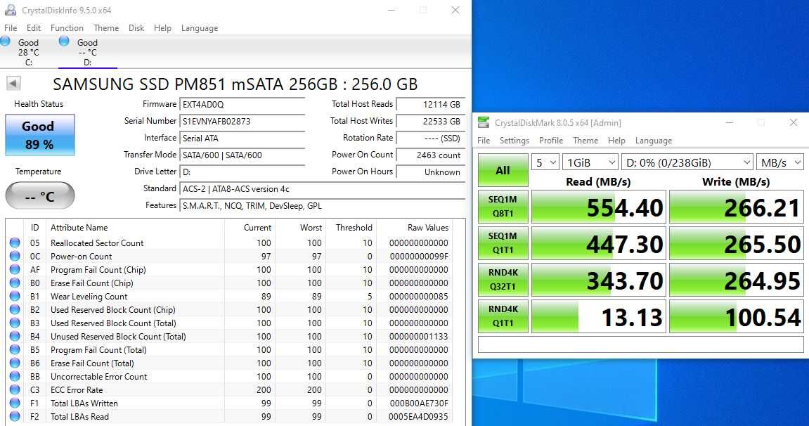 Диски SSD mSATA 256GB Samsung, Lite-ON с Гарантией в Хорошем Состоянии