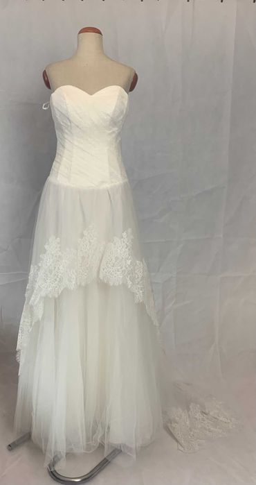 Nowa Suknia ślubna katedralny tren 38 M Księżniczka koronka francuska