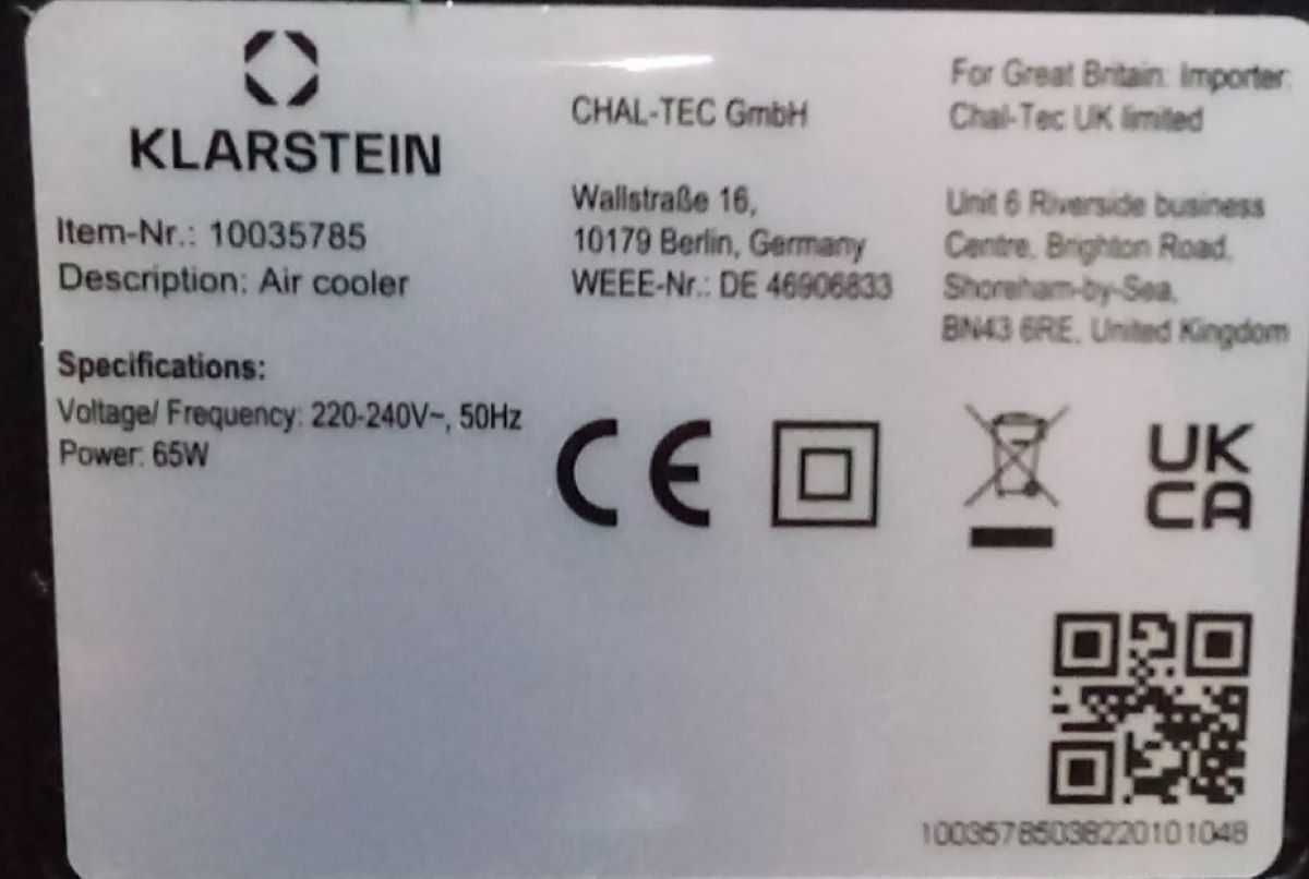 Klimator AceWind plus Klarstein 65w