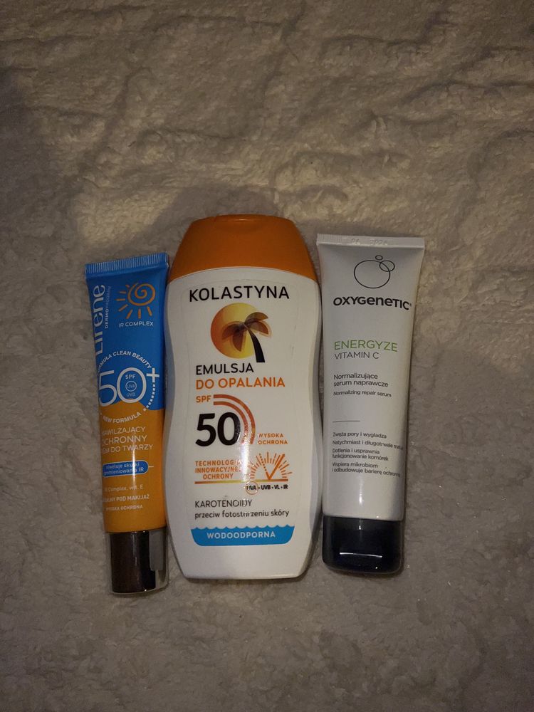 Lirene SPF 50+, Kolastyna Spf 50 emulsja, Oxygenetic vitamin C serum