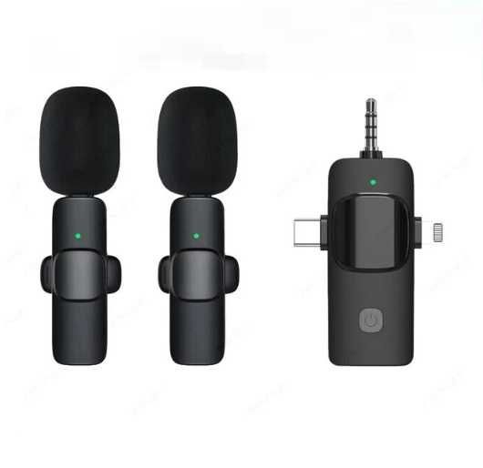 Microfone lavalier 3 em 1 para iOS/Android lapela plug & play