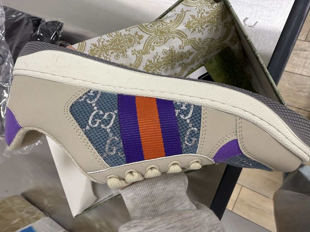 Кросівки gucci на 24.5 см сині рожеві беж