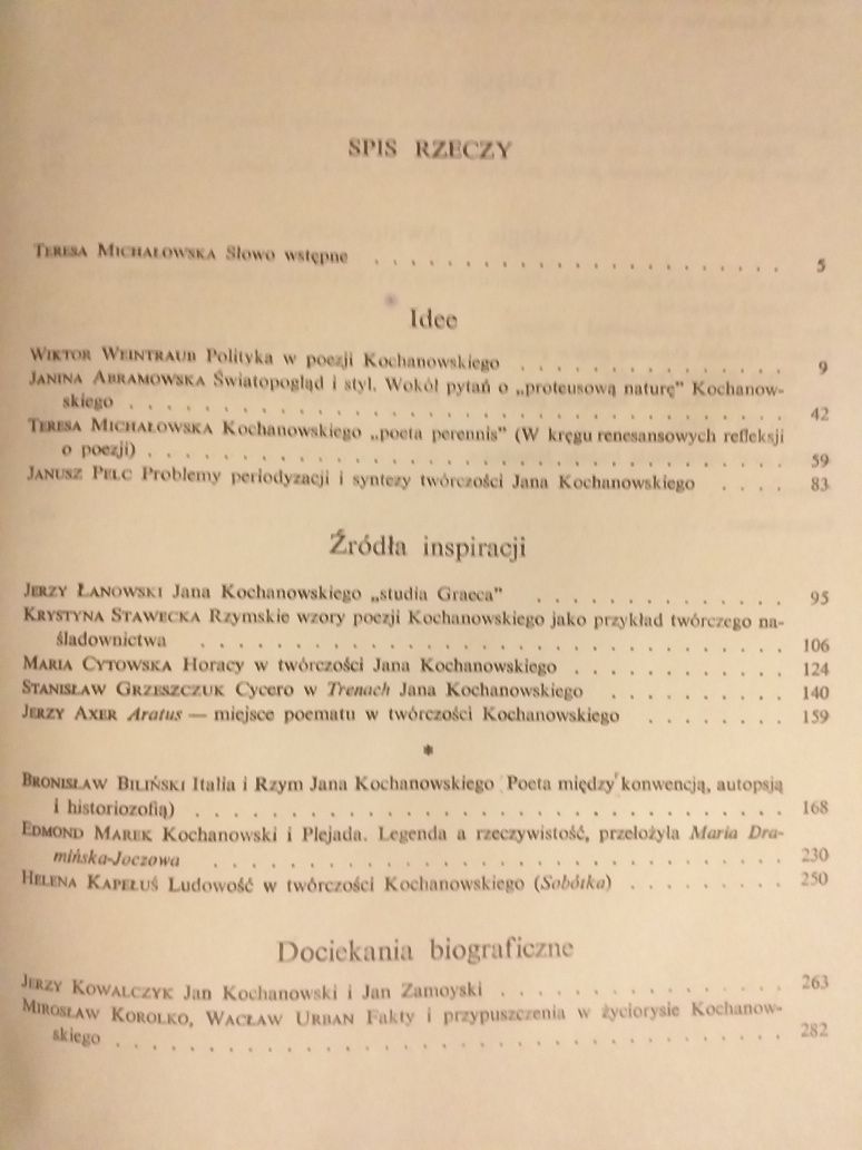 Jan Kochanowski i epoka renesansu p.red.T.Michałkowskiej PWN 1984