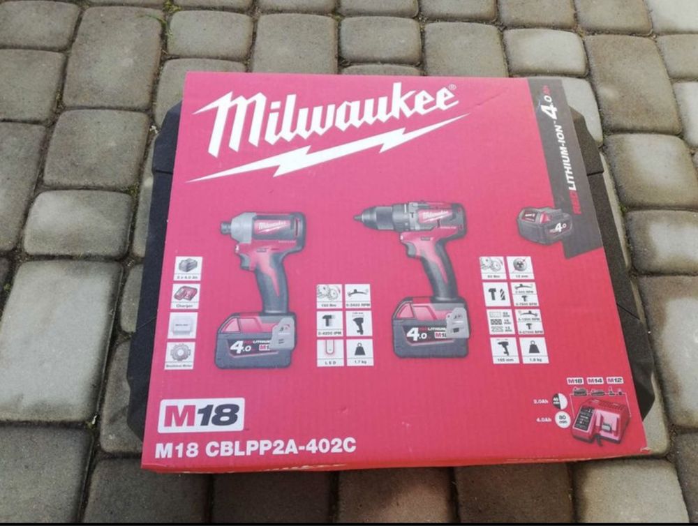 Nowy zestaw milwaukee m18  wkretarka i zakrętarka 2 x bateria 4ah