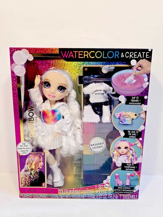 RAINBOW HIGH - Watercolor & Create - Lalka DIY  Purple Fioletowe Oczy