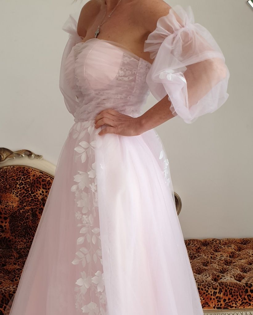 vestido casamento ou cerimonia   cor rosa bebe novo