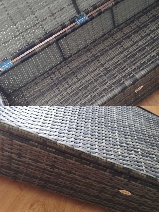 Nowa sofa rozkładana technorattan szara plus gratis nowy szary leżak