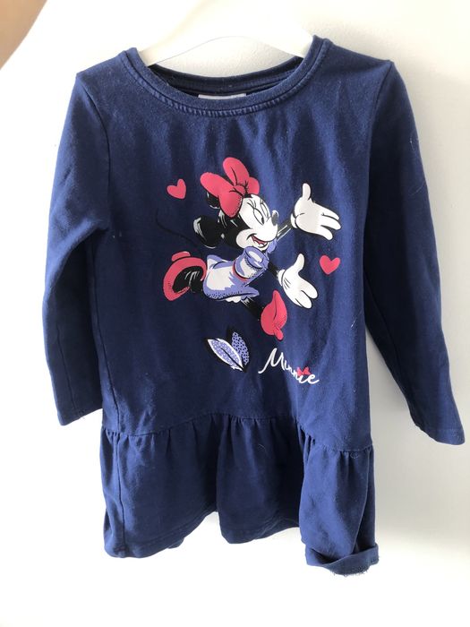 Sukienka dlugi rekaw granatowa 104 myszka minnie disney