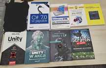 Zestaw książek o programowaniu, tworzeniu gier w Unity, IT