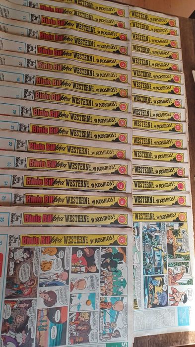 32 numery ŚWIAT MŁODYCH z komiksem Binio Bill kręci western i w kosmos