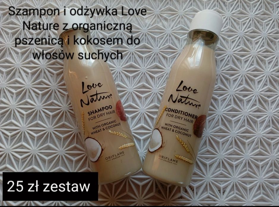 Szampon Love Nature z organiczną pszenicą i kokosem do włosów suchych