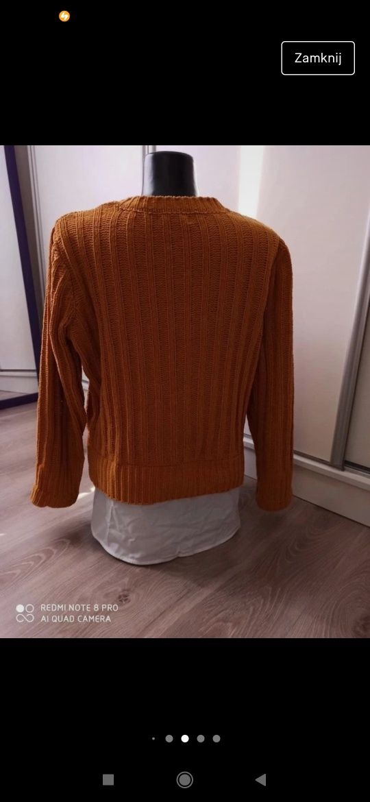 Boho musztardowy sweter koszula oversize
