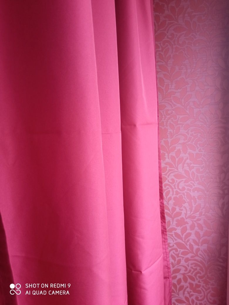 3 Cortinados - Cor Rosa/Bordeau