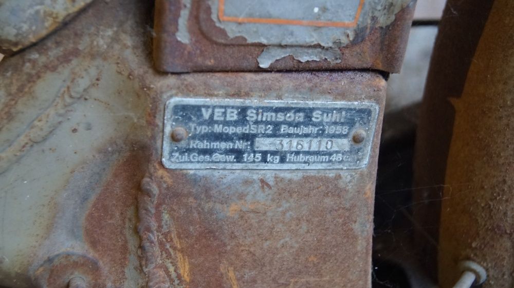 Simson SR2 1958r rama błotniki kierownica osłona łańcucha lagi itd