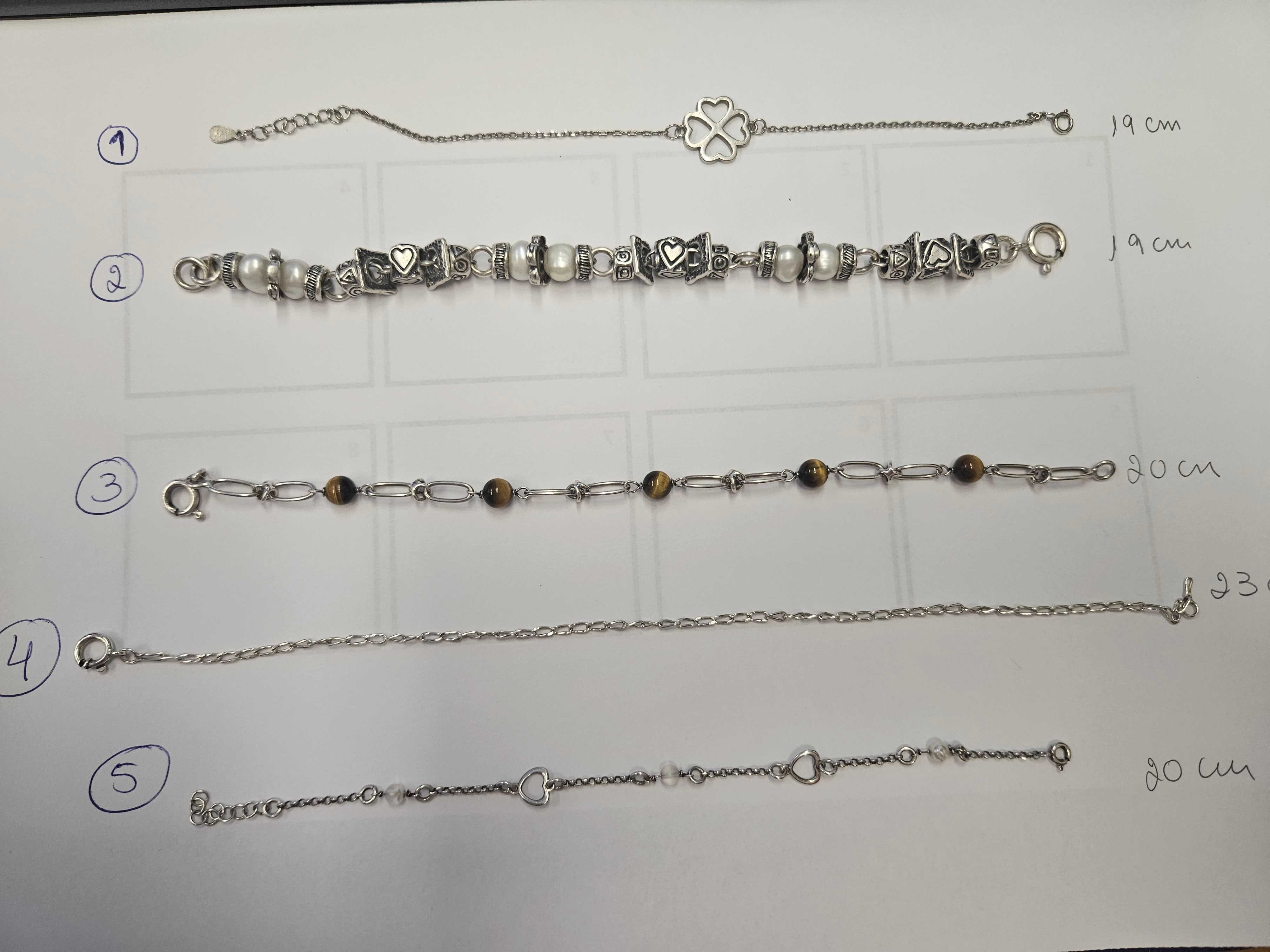 Pulseiras e Brincos de prata de Lei