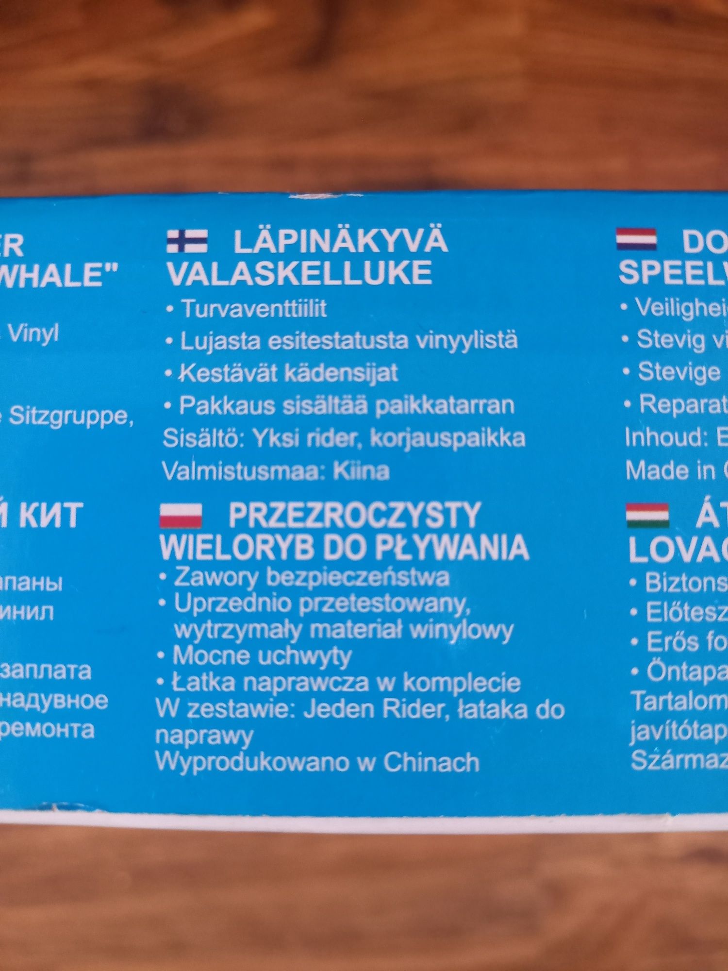 Materac zabawka do basenu Wieloryb dmuchany przezroczysty