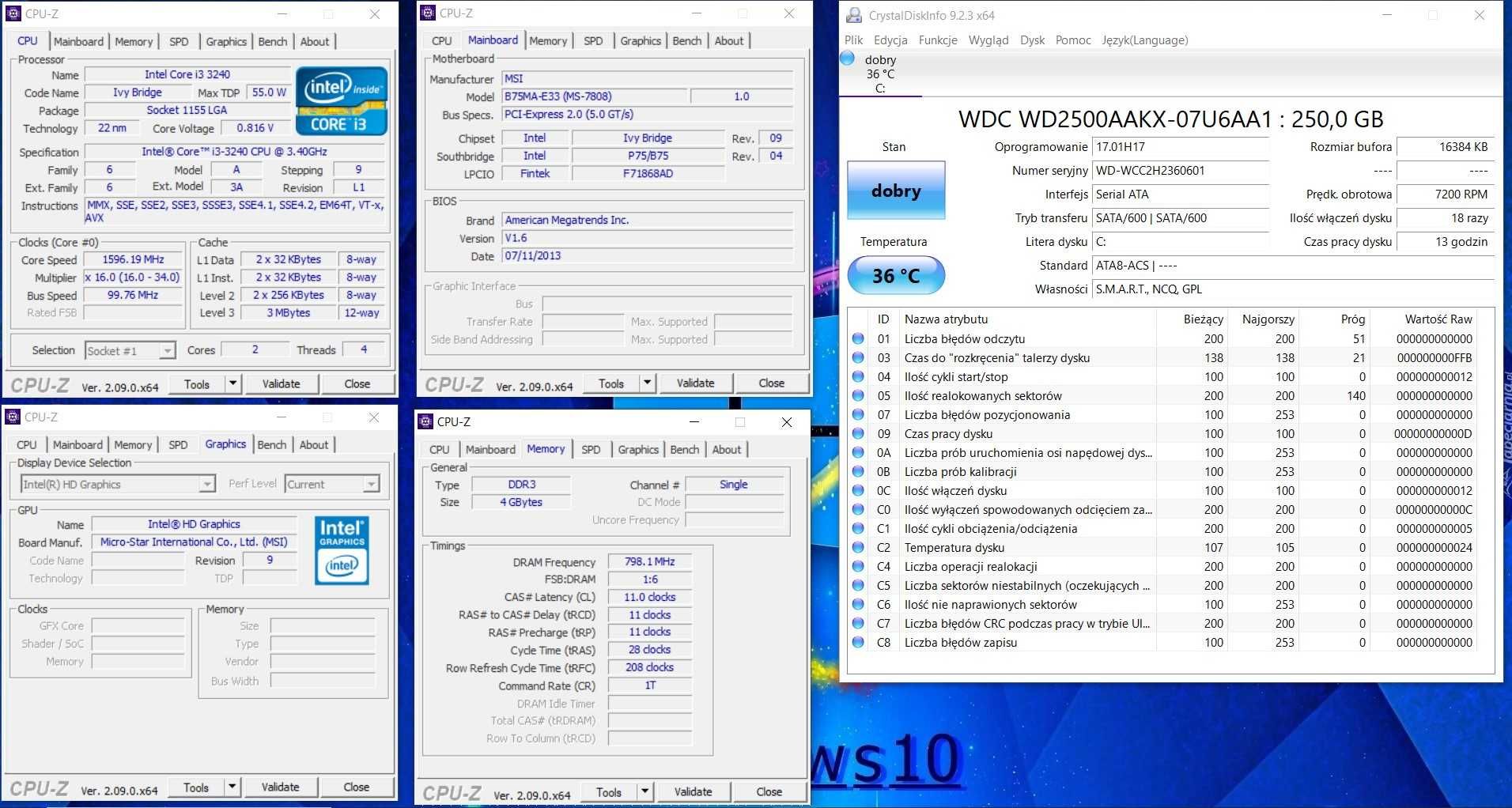 stacjonarny i3-3240, dysk hdd 4gb ddr3