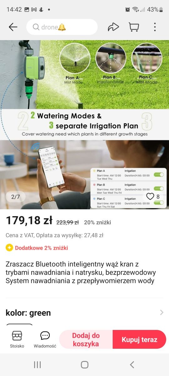 Zraszacz bluetooth inteligentny kran z trybami nawadniania