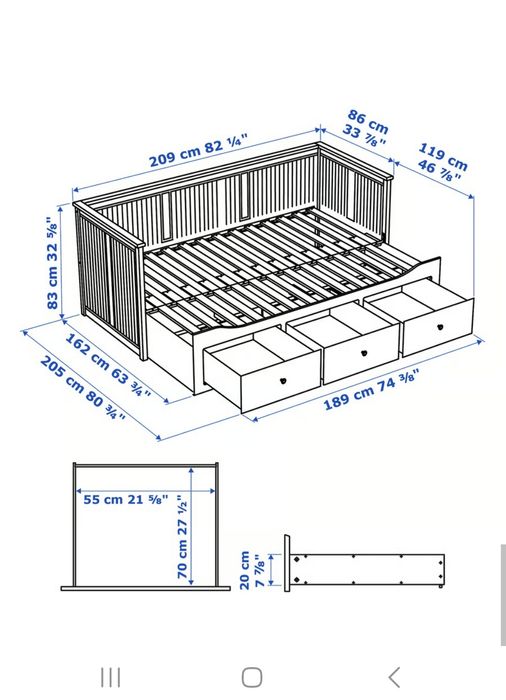 Łóżko Hemnes IKEA + 2 materace