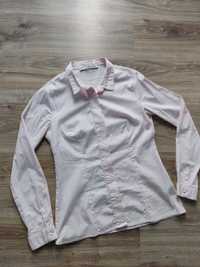 Bluzka koszula długi rękaw top butik pudrowy róż gładka prosta M 38