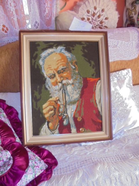 duży piękny haft gobelinowy.-obraz-stylowa rama-