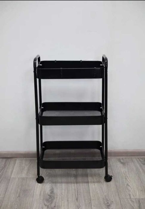 Металева полка-етажерка, 3 яруси, на колесах, для дому