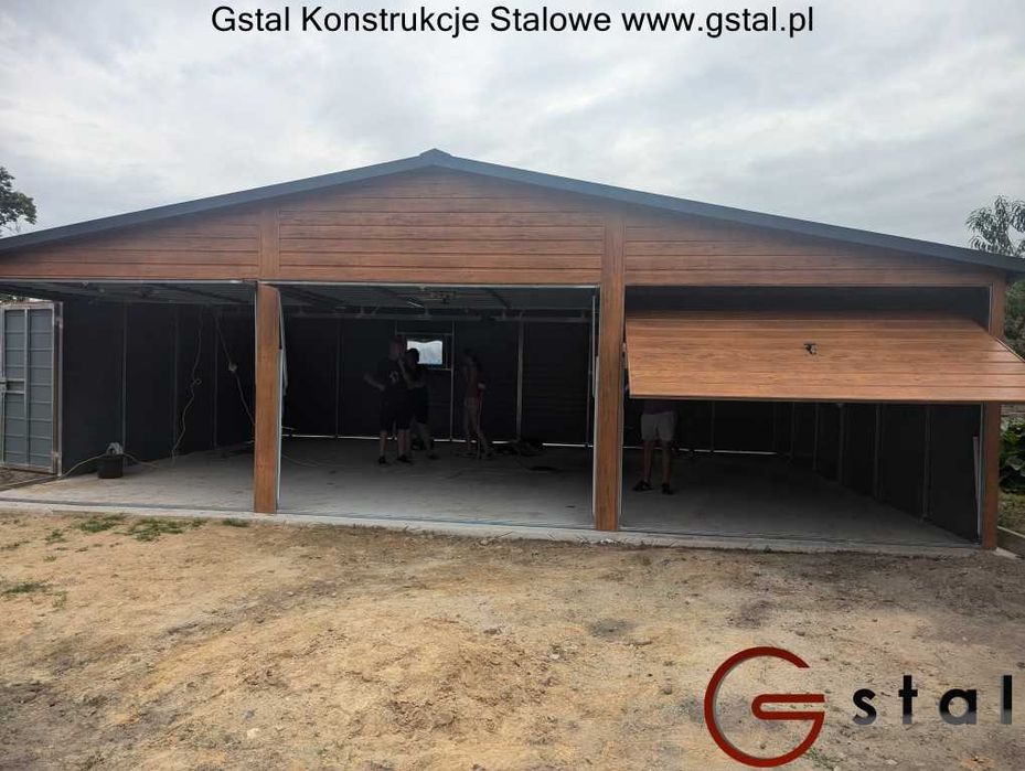 garaż blaszany 9x6 multigloss złoty dąb filc profil ocynk brama