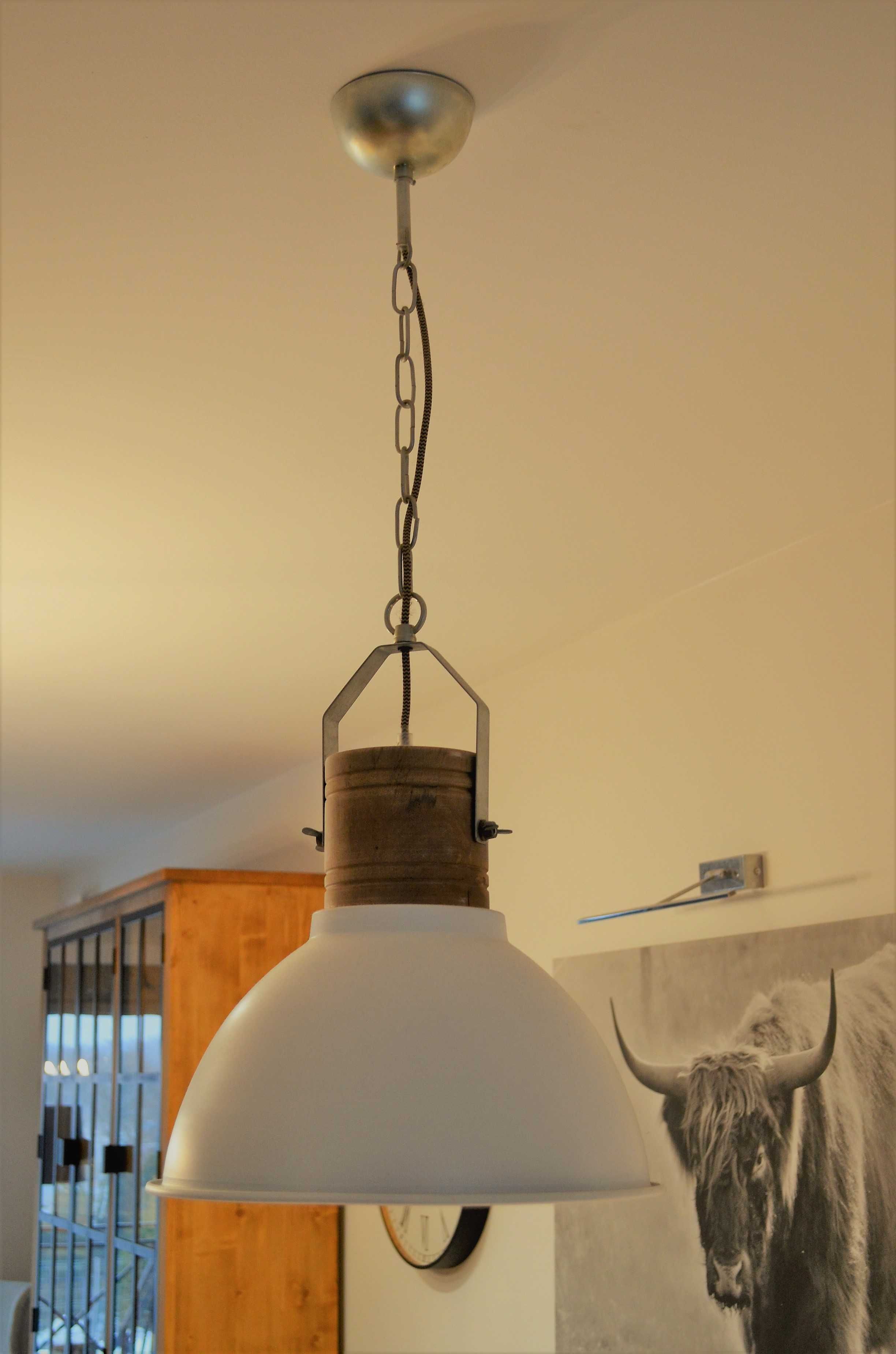 lampa wisząca Duncan Azzardo industrial biała + żarówka