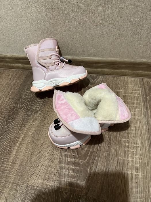 Зимові черевики чоботи на дівчинку рожеві зимние розовые 22 23 24 25