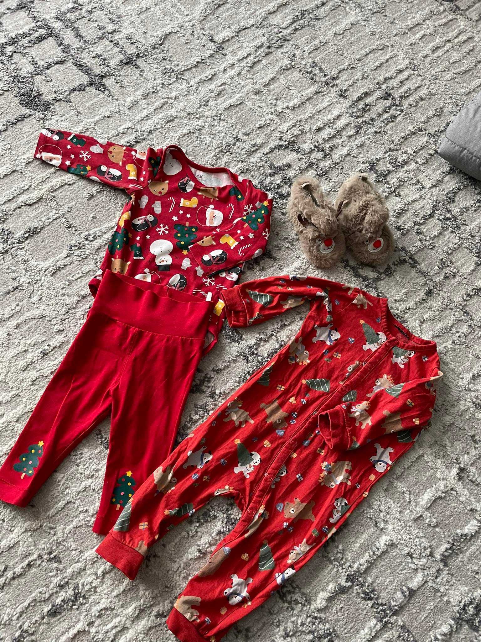 zestaw świąteczny H&M 68 body+legginsy, piżamka + gratis buciki