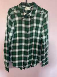 HM Camisa quadrados verdes com apliques abelhas 36  (nova s/etiqueta)