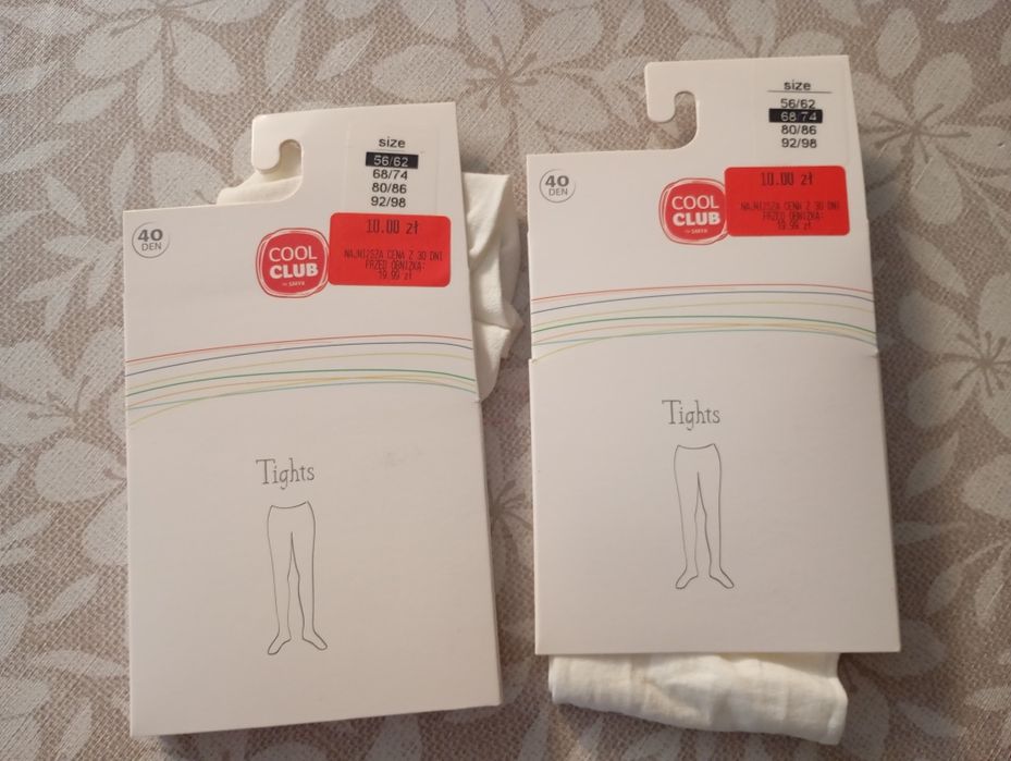 Rajstopki dla dziewczynki białe 56/62 oraz 68/74